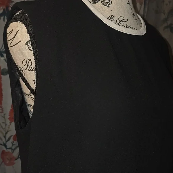 Classic Black Sleeveless Sheath Dress with White Trim - Picture 3 of 3